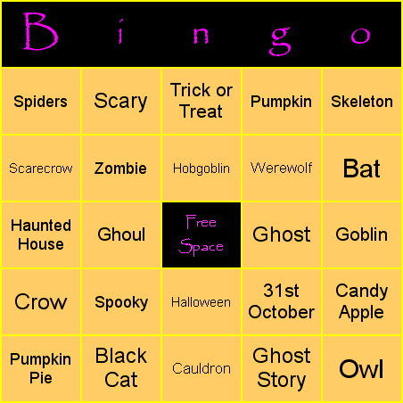 Halloween Bingo Card